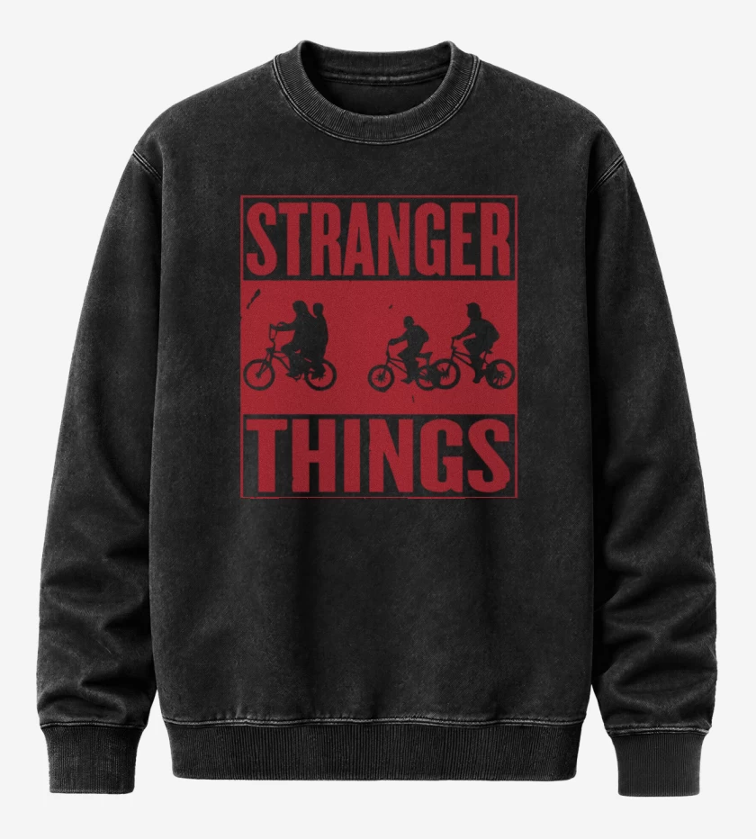 Poleron Polo Acid Wash Negro de Stranger things 1