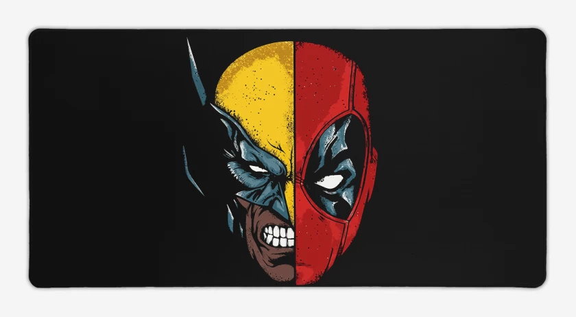 Mouse pad Gamer Negro de Deadpool Wolverine faces