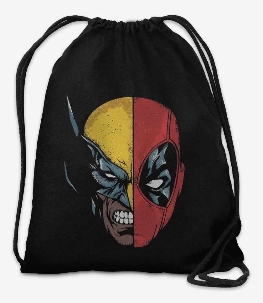 Mochila Negro de Deadpool Wolverine faces