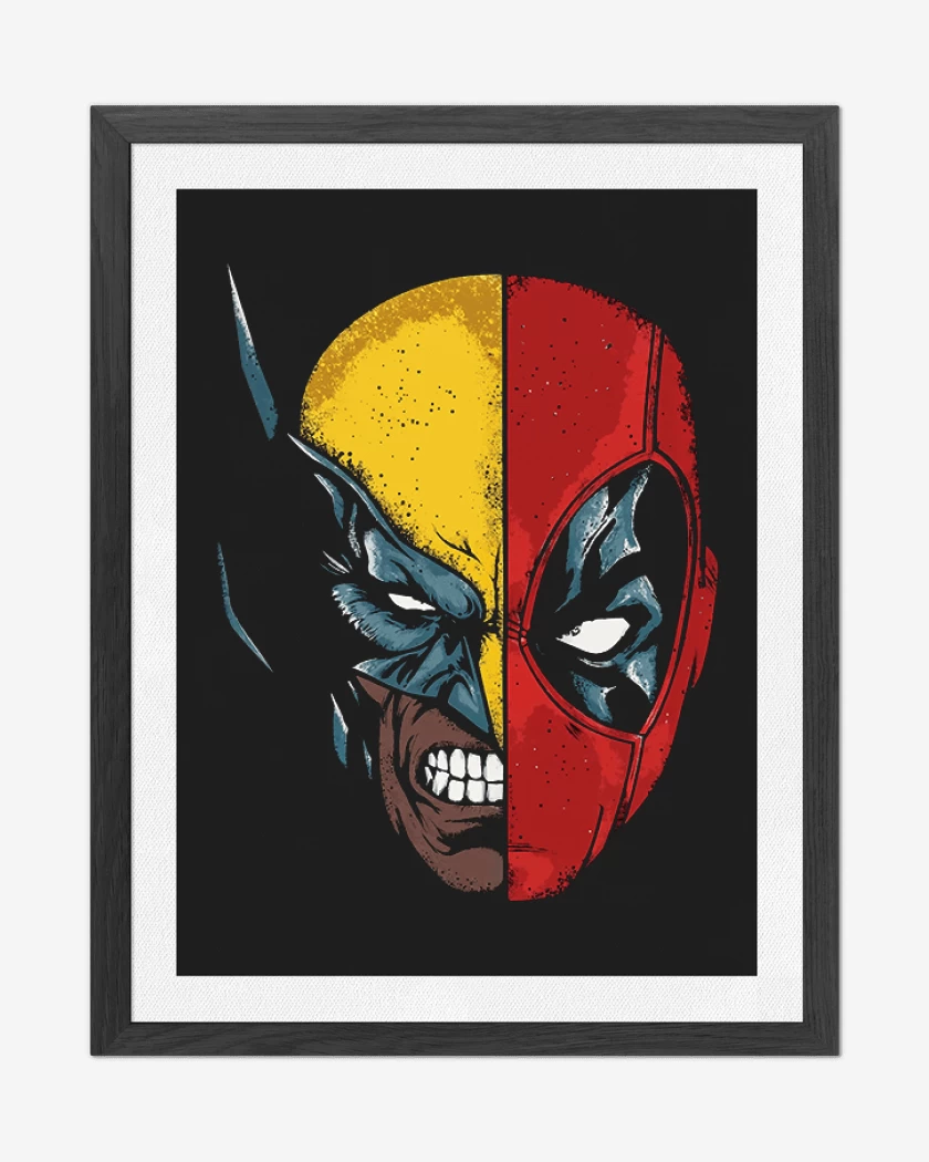 Cuadro decorativo Negro de Deadpool Wolverine faces