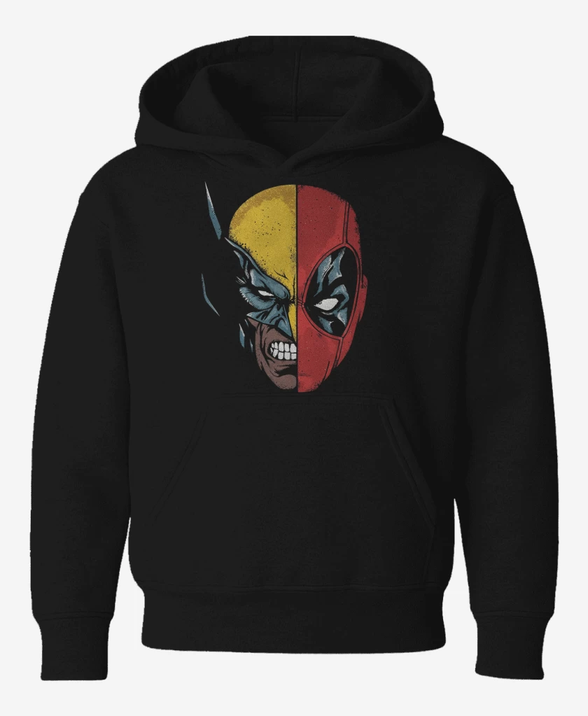 Poleron de niño Negro de Deadpool Wolverine faces