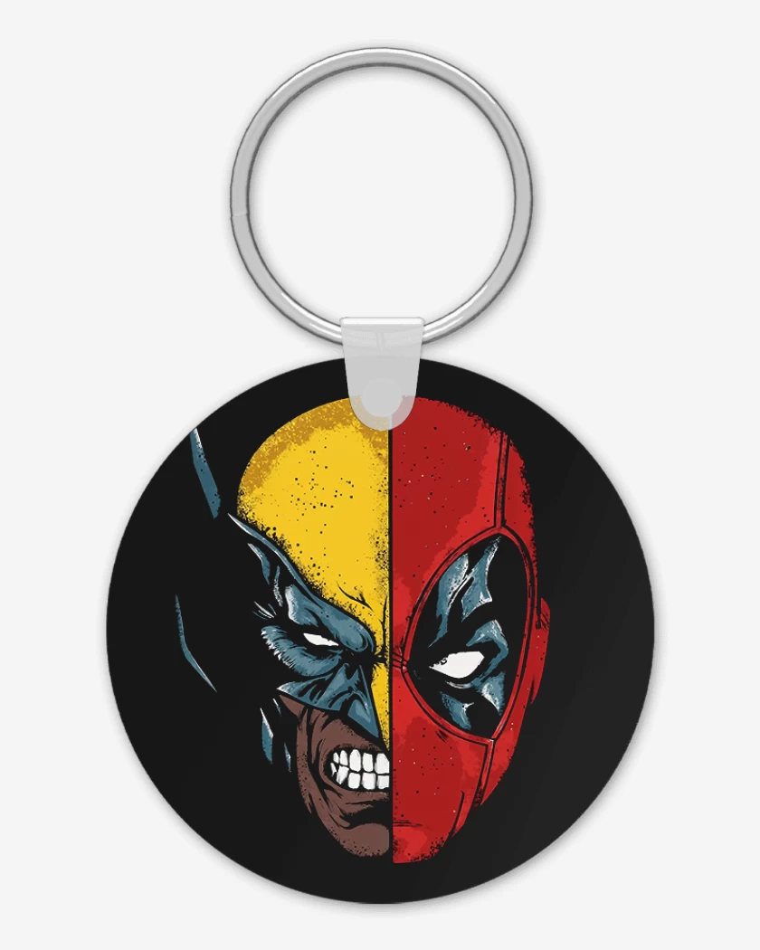 Llavero Negro de Deadpool Wolverine faces