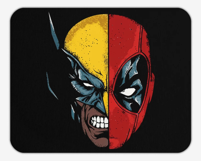 Mousepad Deadpool Wolverine faces