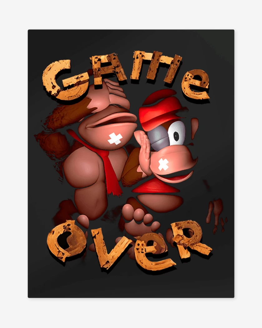 Print metalico Negro de Game over DK