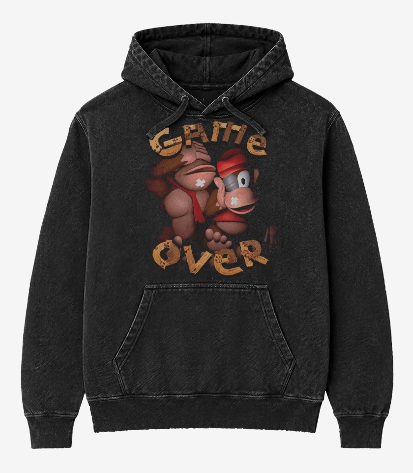 Poleron Canguro Acid Wash Negro de Game over DK