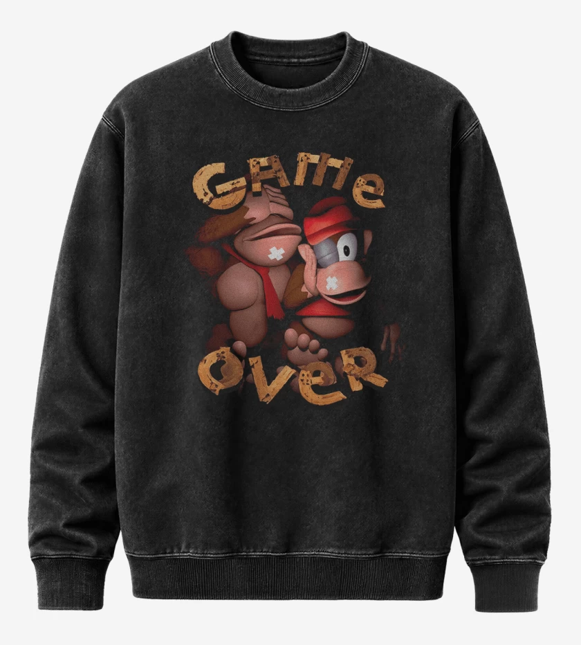 Poleron Polo Acid Wash Negro de Game over DK
