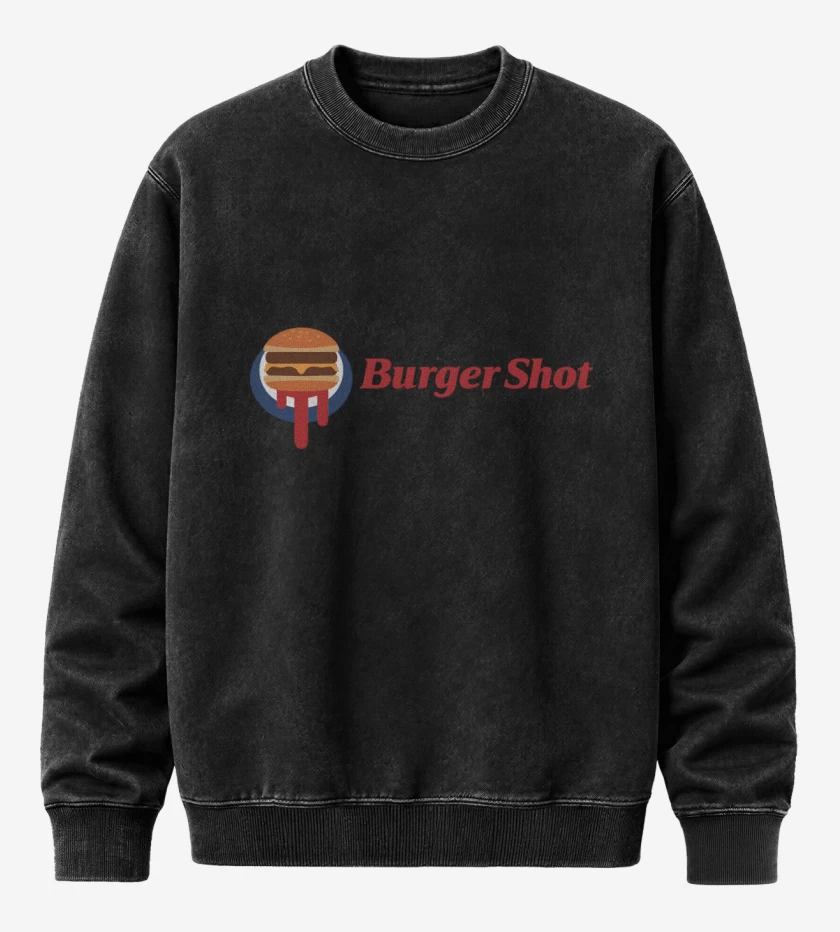 Poleron Polo Acid Wash Negro de Burger Shot