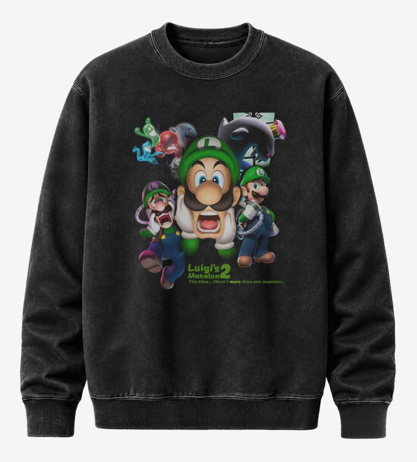 Poleron Polo Acid Wash Negro de Luigi Mansion