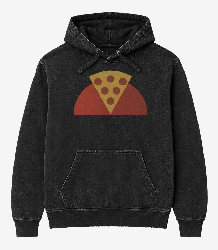 Poleron Canguro Acid Wash Negro de The Well Pizza