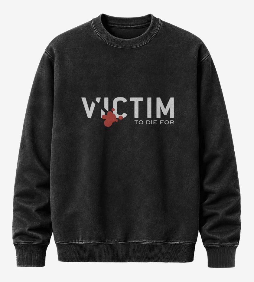 Poleron Polo Acid Wash Negro de Victim To Die For B