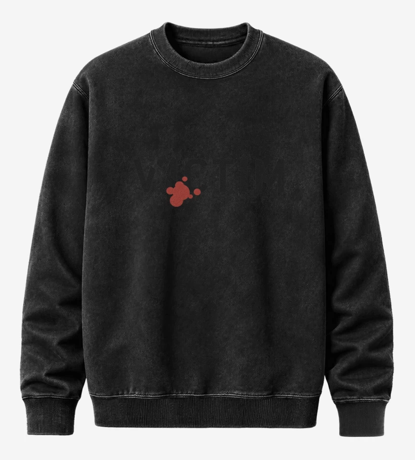 Poleron Polo Acid Wash Negro de Victim To Die For N