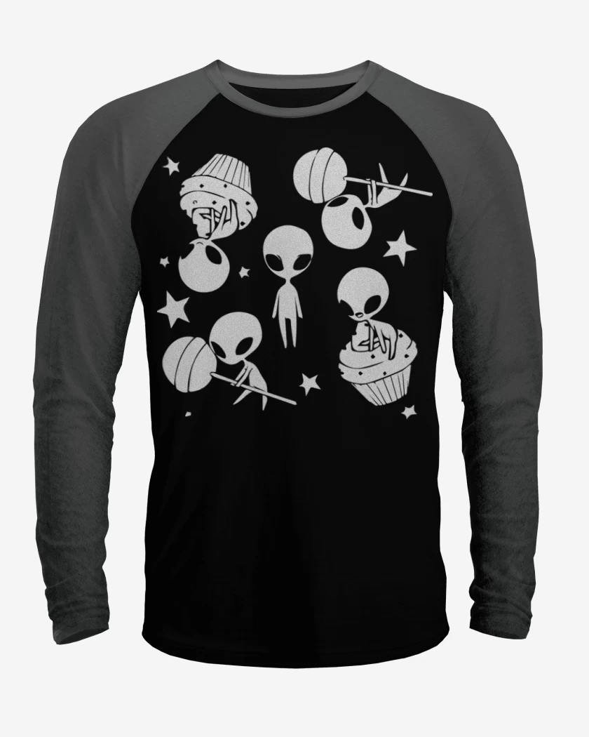 Polera Raglan Negro / Negro Heather de Marcianitos
