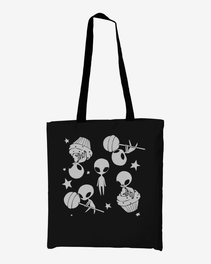 Totebag Negro de Marcianitos