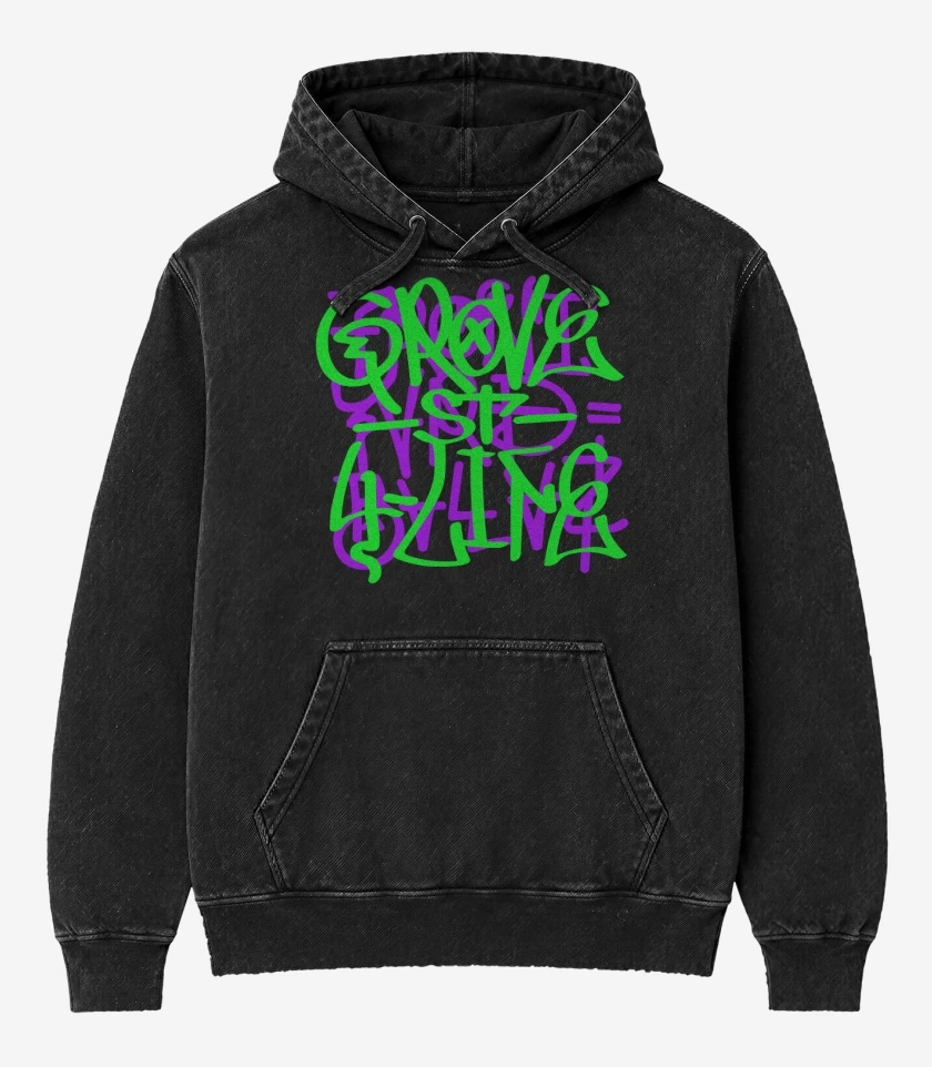 Poleron Canguro Acid Wash Negro de Grove ST 4 Life