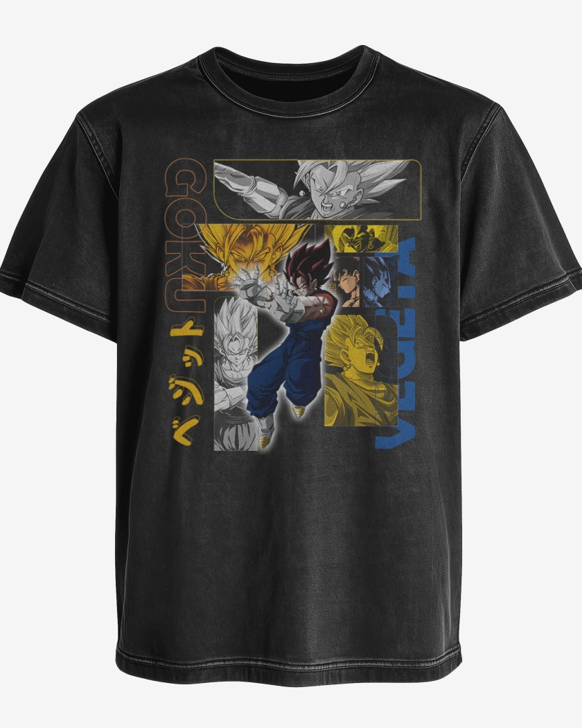 Polera desgastada Negro de Vegito Fusión