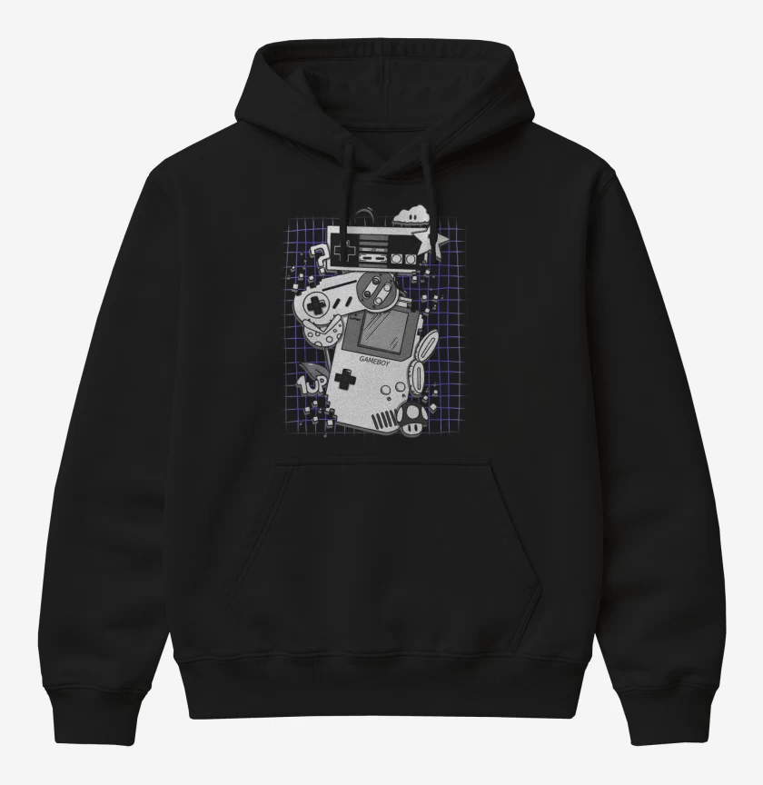 Poleron Canguro básico Negro de Nostalgic gamer