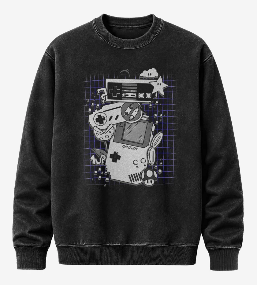Poleron Polo Acid Wash Negro de Nostalgic gamer