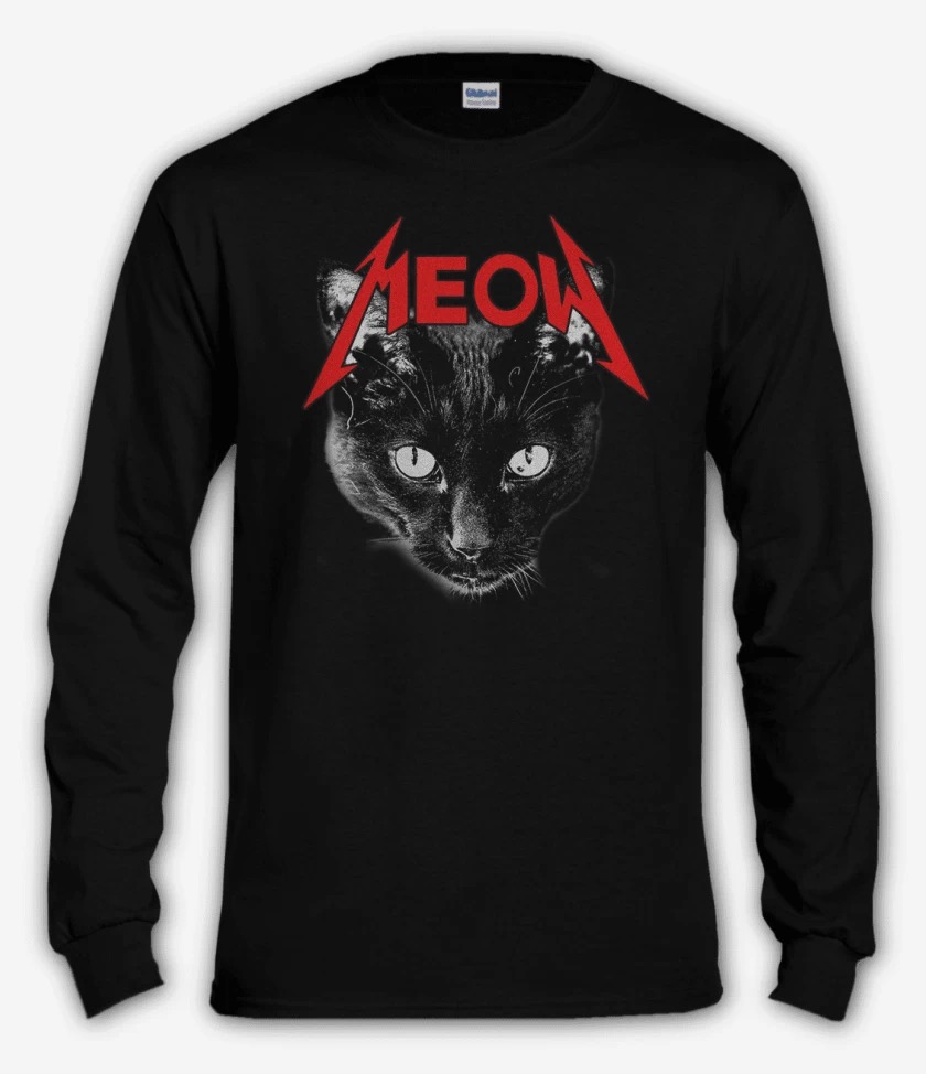 Polera manga larga Negro de Meow metallica