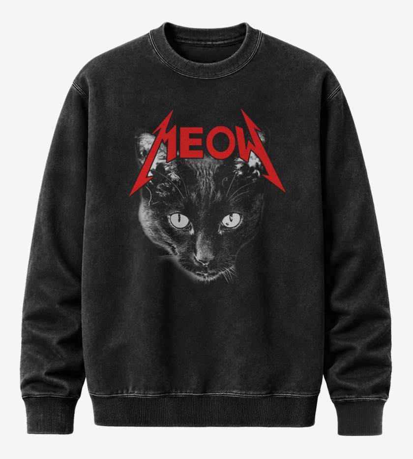 Poleron Polo Acid Wash Negro de Meow metallica