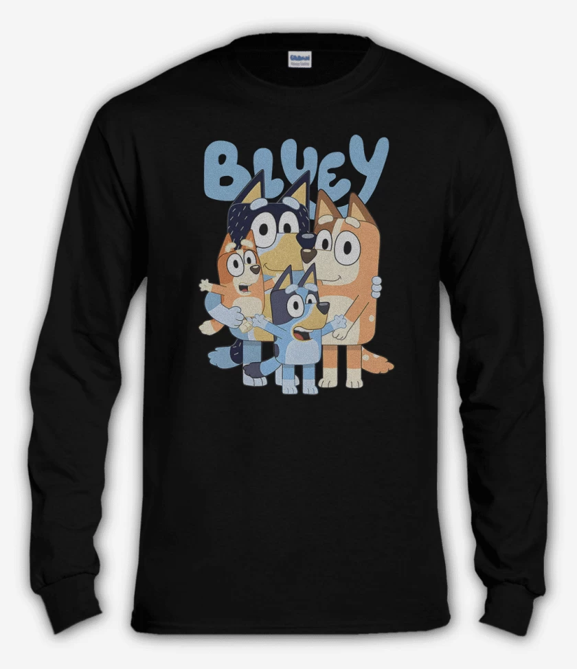 Polera manga larga Negro de Familia bluey