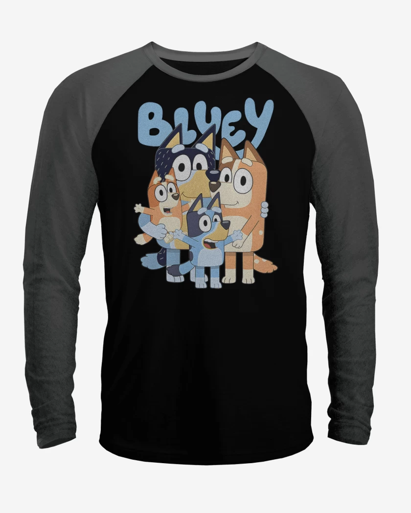 Polera Raglan Negro / Negro Heather de Familia bluey