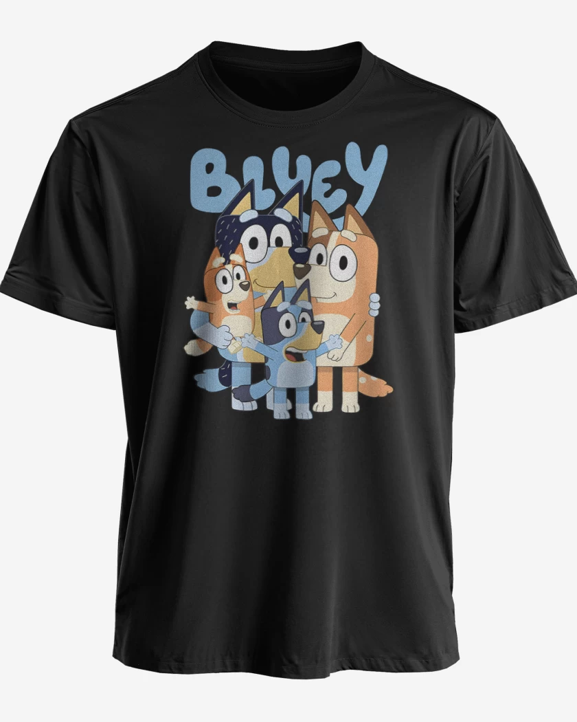 Polera premium Negro de Familia bluey