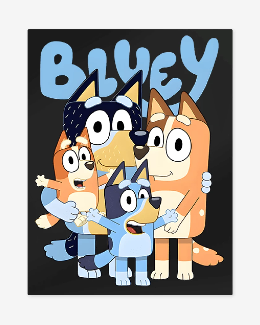 Print metalico Negro de Familia bluey