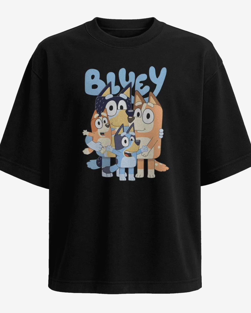 Polera Oversize Negro de Familia bluey