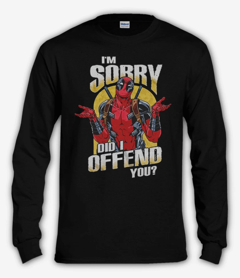 Polera manga larga Negro de Deadpool offend you