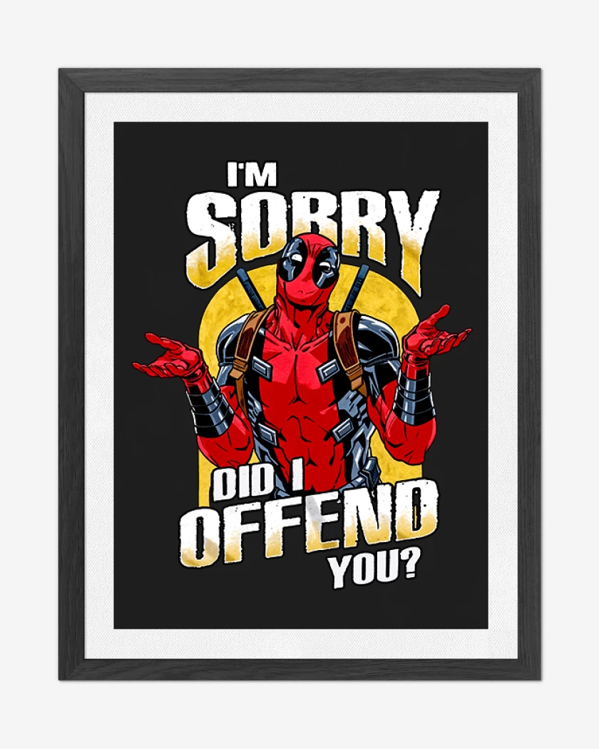 Cuadro decorativo Negro de Deadpool offend you