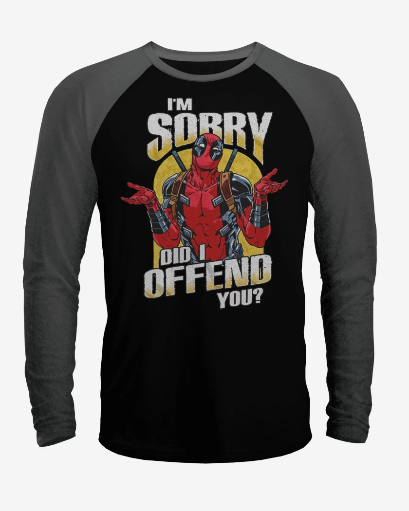 Polera Raglan Negro / Negro Heather de Deadpool offend you