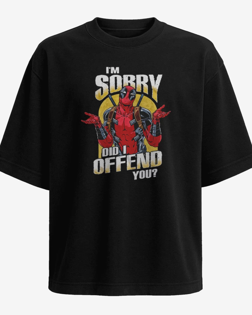 Polera Oversize Negro de Deadpool offend you