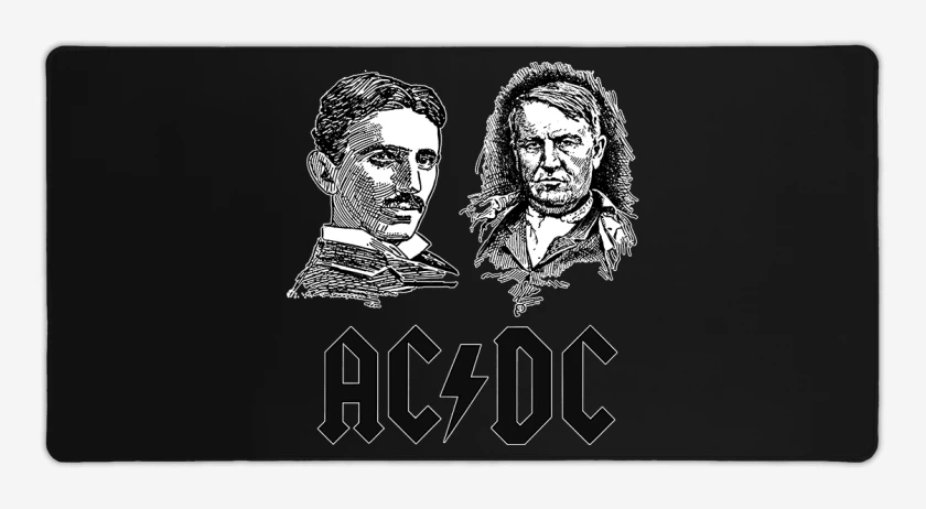 Mouse pad Gamer Negro de AC DC Tesla Edison