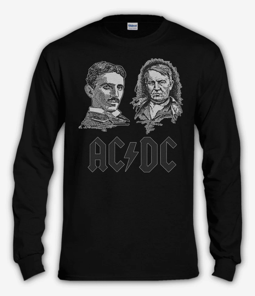 Polera manga larga Negro de AC DC Tesla Edison