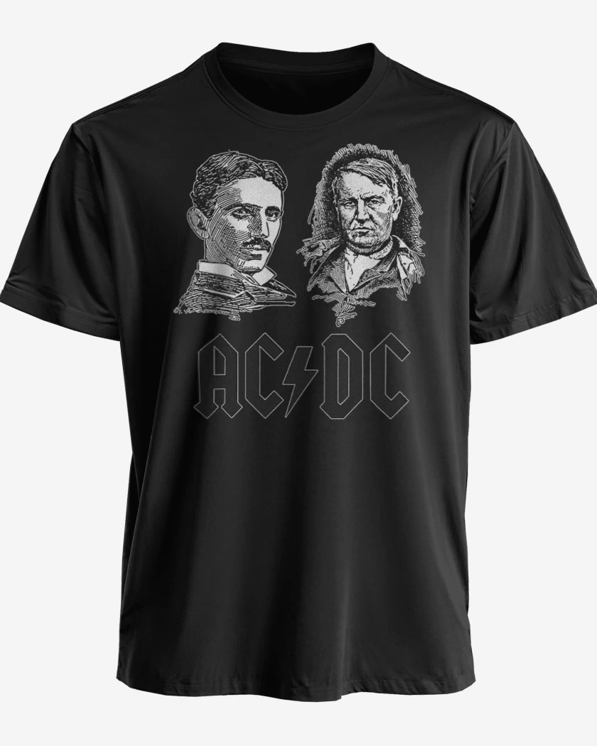 Polera premium Negro de AC DC Tesla Edison