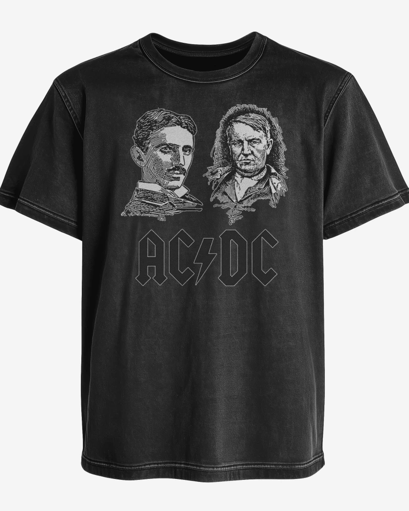 Polera desgastada AC DC Tesla Edison