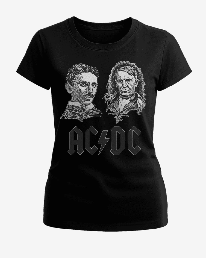 Polera de Mujer Negro de AC DC Tesla Edison