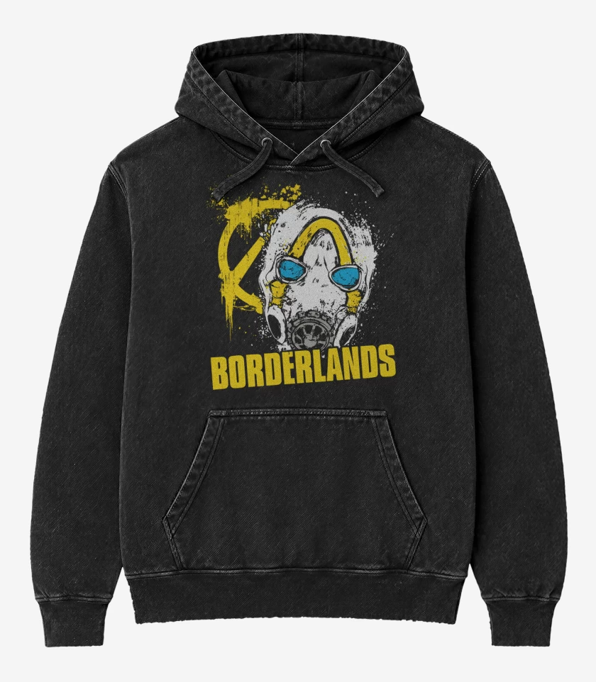 Poleron Canguro Acid Wash Negro de Borderlands