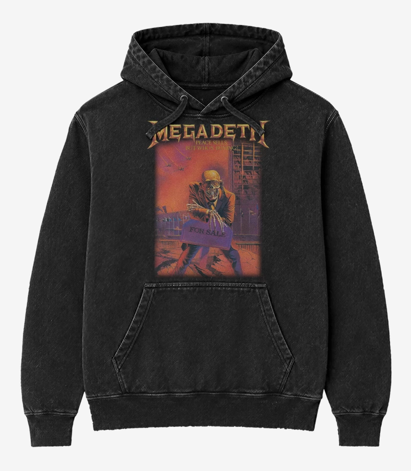 Poleron Canguro Acid Wash Negro de Peace Sells