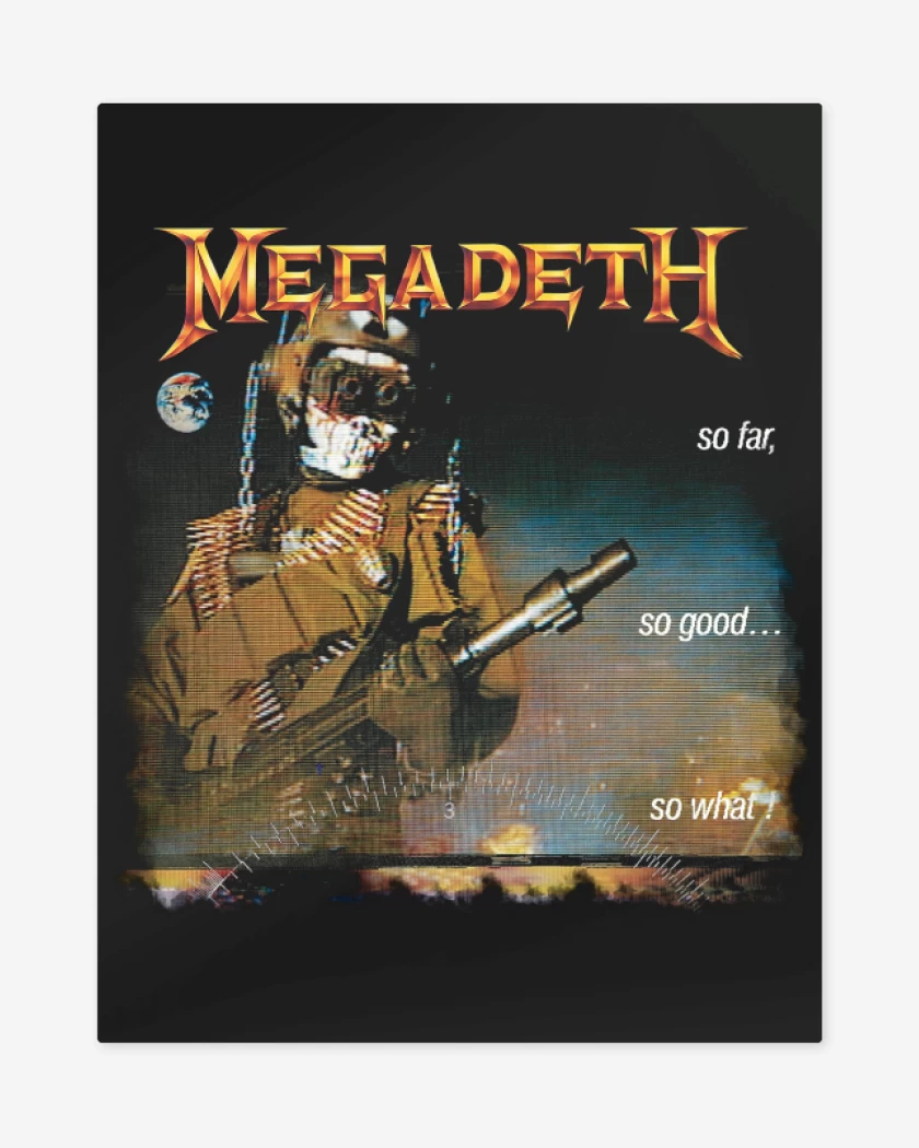 Print metalico Negro de So Far, So Good, So What