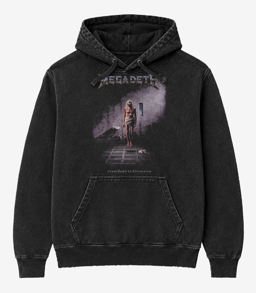 Poleron Canguro Acid Wash Negro de Countdown to Extinction