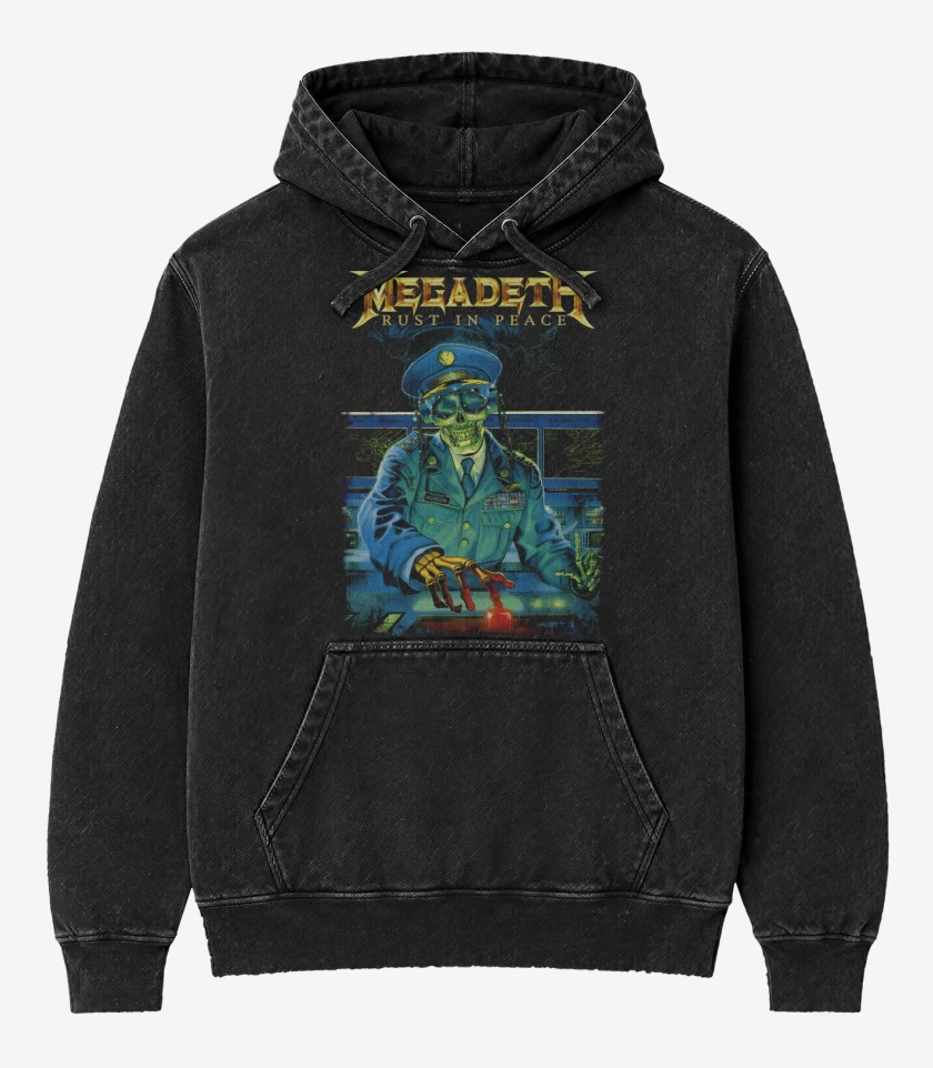Poleron Canguro Acid Wash Negro de Polaris
