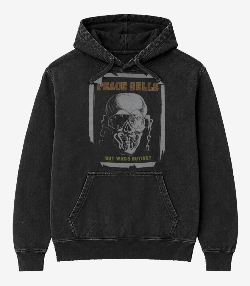 Poleron Canguro Acid Wash Negro de Se Vende Paz