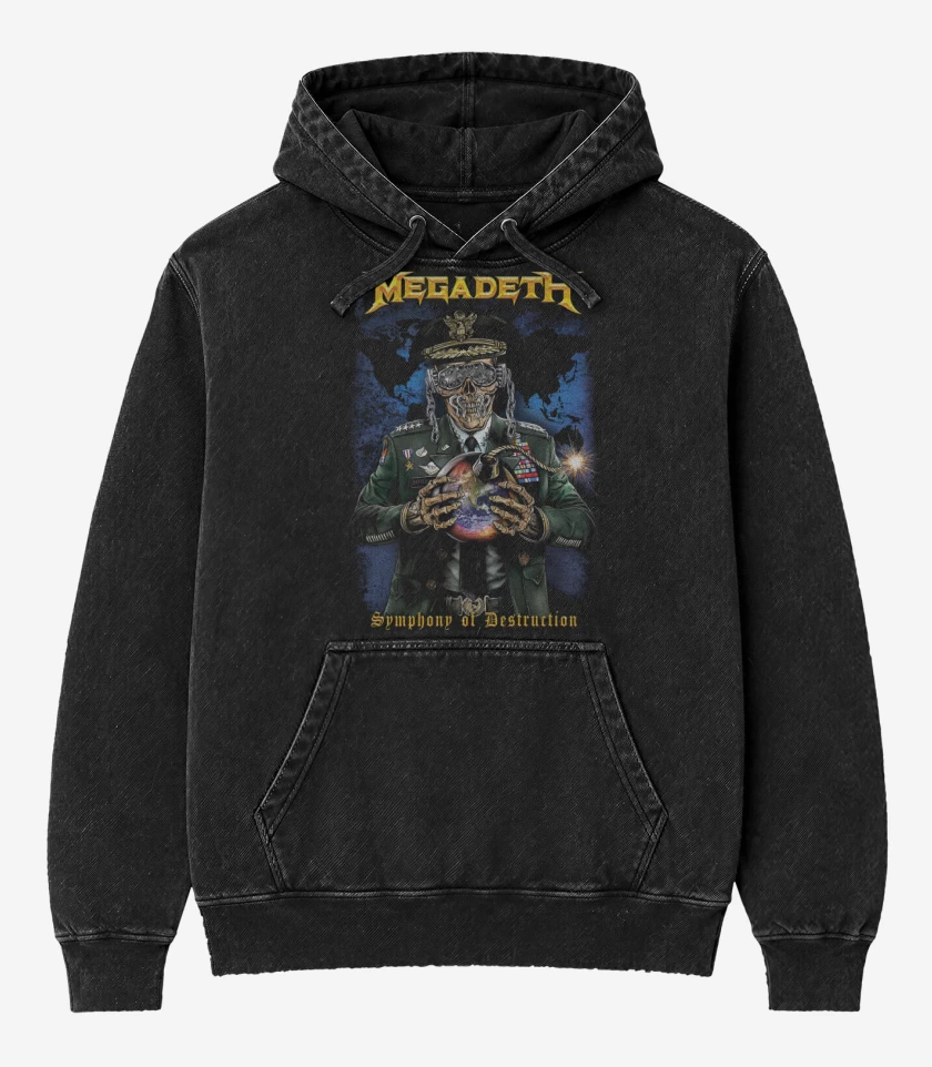 Poleron Canguro Acid Wash Negro de Symphony of Destruction