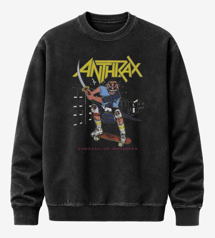 Poleron Polo Acid Wash Negro de Fistful of Anthrax