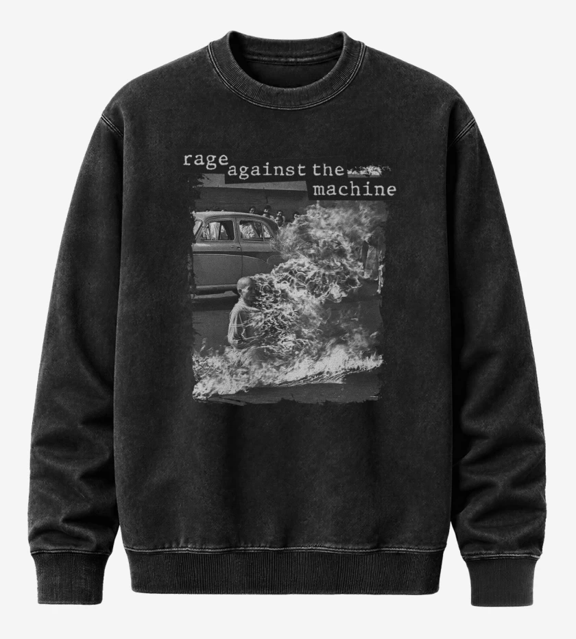 Poleron Polo Acid Wash Negro de Rage Against The Machine ST