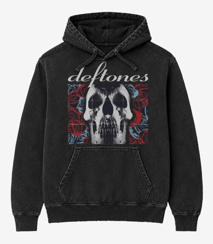 Poleron Canguro Acid Wash Negro de Deftones 2003 N