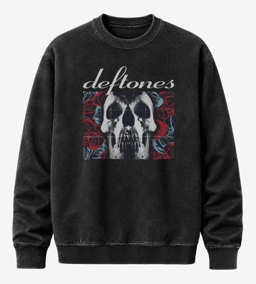 Poleron Polo Acid Wash Negro de Deftones 2003 N