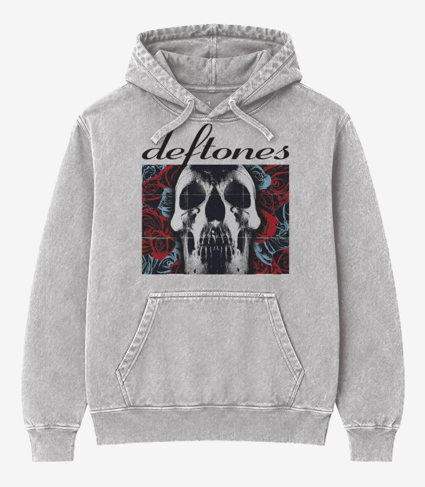 Poleron Canguro Acid Wash Gris Melange de Deftones 2003 B