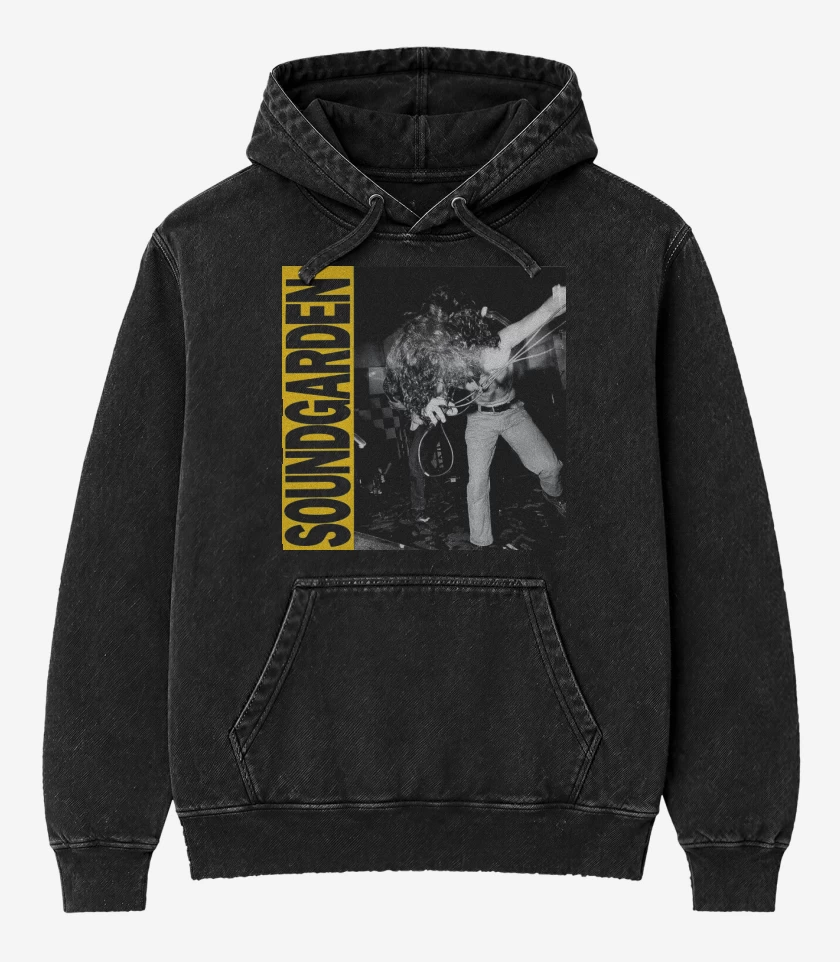 Poleron Canguro Acid Wash Negro de Louder